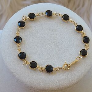Vintage Swarovski Black and Gold Toned Bracelet- Excellent Condition
